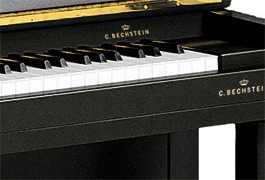 Clavier d'un piano C. Bechstein noir.